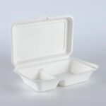 9″*6″ 2-Compartment Bagasse Clamshell