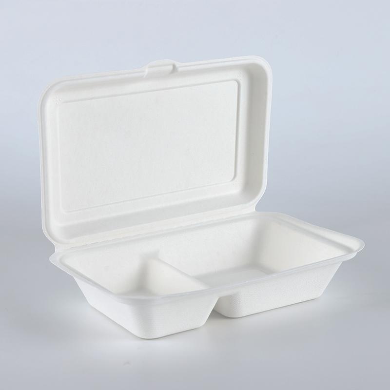 9″*6″ 2-Compartment Bagasse Clamshell