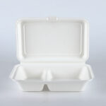 9″*6″ 2-Compartment Bagasse Clamshell