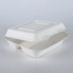 9″*9″ 3-Compartment Bagasse Clamshell