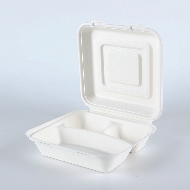 9"*9" 3-Compartment Bagasse Clamshell - Webester Eco Pack