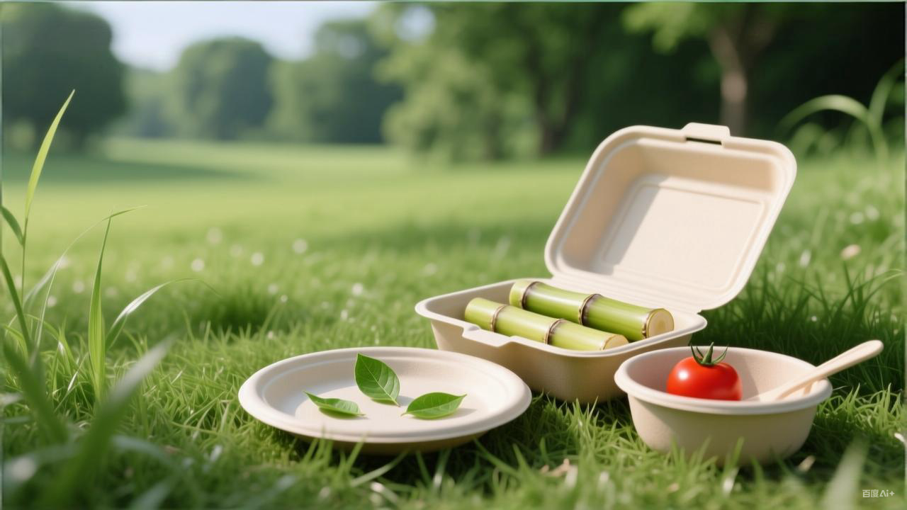 Compostable Sugarcane Tableware Background