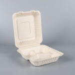 8″*8″ 3-Compartment Bagasse Clamshell