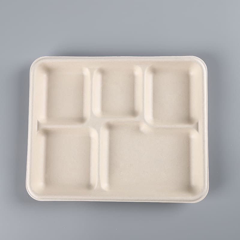 5-Compartment Sugarcane Bagasse Food Tray