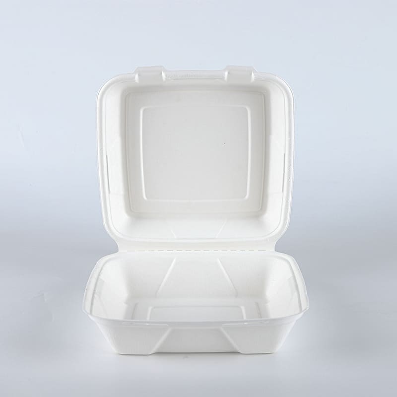 9″*9″ Sugarcane Bagasse Pulp Clamshell