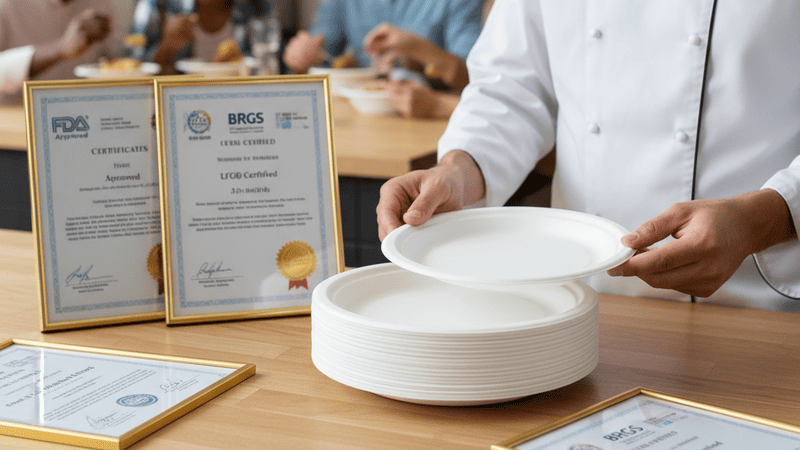 FDA, LFGB, and BRCGS certification logos