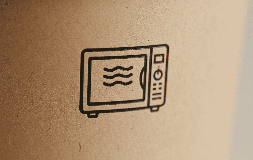 Close-up of a microwave-safe symbol on a product