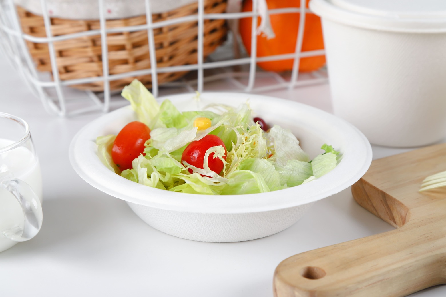 A close-up shot of the natural texture of a sugarcane bagasse container