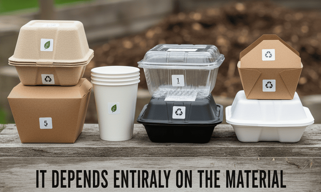 A stack of different take-out containers